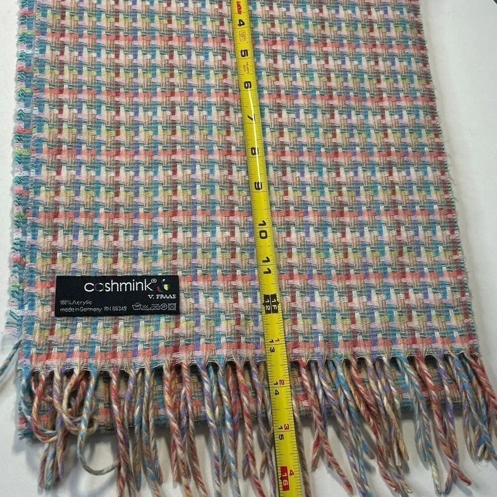 V. Fraas Cashmink Acrylic Woven Fringe Scarf Made in Getmany